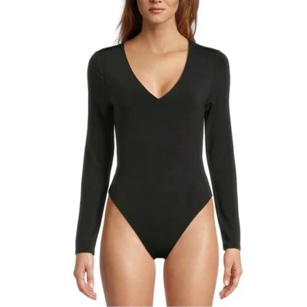 Zara Long Sleeve V-neck Bodysuit Black Size Small